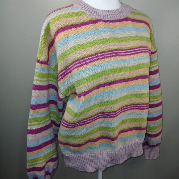 LE LIS COLLECTION VINTAGE CREW NECK STRIPPED SWEATER WOMENS SIZE SMALL - Picture 6 of 7